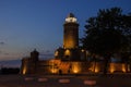 KOLOBRZEG - LIGHTHOUSE AT NIGHT Royalty Free Stock Photo