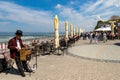 Kolobrzeg, zachodniopomorskie / Poland - May, 21, 2019: Pier in a holiday resort by the sea. A place of rest in Central Europe.