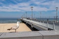 Kolobrzeg, zachodniopomorskie / Poland - May, 21, 2019: Pier in a holiday resort by the sea. A place of rest in Central Europe