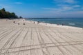 Kolobrzeg, zachodniopomorskie / Poland - May, 21, 2019: Pier in a holiday resort by the sea. A place of rest in Central Europe