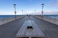 Kolobrzeg, zachodniopomorskie / Poland - October, 30, 2019: Pier in a holiday resort by the sea. A place of rest in Central Europe