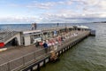 Kolobrzeg, zachodniopomorskie / Poland - October, 30, 2019: Pier in a holiday resort by the sea. A place of rest in Central Europe