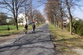 KOLODEJE, CZECH REPUBLIC - APRIL 3, 2011: Tourists walking on a Royalty Free Stock Photo
