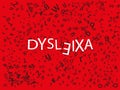 Dyslexia, flying alphabet, black  letters on red background. Royalty Free Stock Photo