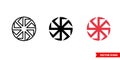 Kolovrat slavic symbols icon of 3 types color, black and white, outline. Isolated vector sign symbol.