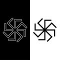 Kolovrat symbol icon. Solar Slavic symbol. Kolowrot with eight rays. Isolated icon in black with white outline. Esoteric