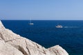 Kolymbia beach with the rocky coast in Greece.