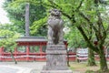 Komainu, or lion-dog, at Nezu Shrine, Ueno, Tokyo, Japan