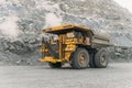 Komatsu 730e dump truck at the gold mining site.