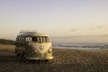 Kombi van on beach Royalty Free Stock Photo