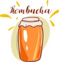 Kombucha. Healthy Food Style, Concept Icon and Label