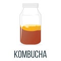 Kombucha. Healthy Food Style, Concept Icon and Label. Natural Probiotics Symbol, Icon and Badge. Cartoon Vector illustration