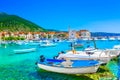 Komiza town scenery in Croatia, Mediterranean. Royalty Free Stock Photo