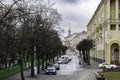 Kommunisticheskaya Street in the center of Minsk. Architecture of the 1950s. Royalty Free Stock Photo