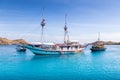 A Liveaboard Diving Boat in the clear waters of Komodo National Park in Indonesia.