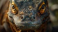 Komodo dragon close up majestic presence, piercing gaze, and ancient wisdom revealed