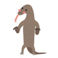 Komodo dragon standing on two legs animal cartoon character vector illustration Royalty Free Stock Photo