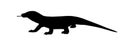 Komodo dragon vector silhouette illustration isolated on white background. Varanus komodoensis, also known as Komodo monitor. Royalty Free Stock Photo