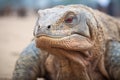 komodo dragons rough skin texture against fine sand