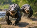 Komodo Dragons Run For Food