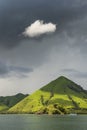 Komodo islands from ocean. Sunny day. Royalty Free Stock Photo