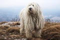 Komondor Hungarian Shepherd purebred beautiful breed of dog, background nature