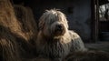 Komondor\'s Watchful Guard at a Rural Farmstead Royalty Free Stock Photo