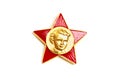 Komsomol badge of the USSR. Isolated on white. - Image Royalty Free Stock Photo
