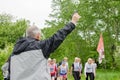 Women start in a running competition among senior athletes