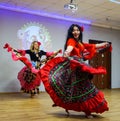 Gypsy dance, multi-colored costume