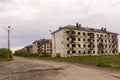 Komsomolsky, Russia. July 14, 2021. Old empty houses in the abandoned settlement of Komsomolsky