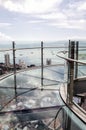 Skywalk with transparent glass floor at the 66th floor and aerial view of Penang island from the Komtar Tower, Penang, Malaysia