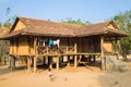 Kon Tum, Vietnam - Mar 28, 2016: Traditional typical Bahnar house in old minority village Kon Kotu, the most frequently visited of Royalty Free Stock Photo