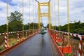 Kon Tum, Vietnam - November 24, 2018: Kon Klor Suspension Bridge, road to famous destination old minority village Kon Kotu Royalty Free Stock Photo