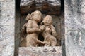 Konark Sun Temple in Odisha, India. Erotism and origin of kamasutra in Indian sculpture. Erotic sculpture of Konark temple. Royalty Free Stock Photo