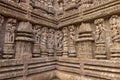 Sandstone carvings on the walls of the ancient 13th century sun temple at Konark, Odisha, India. Incredible India Royalty Free Stock Photo