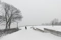 Kondriaronk plateau on Mount Royal, Montreal, in the snow Royalty Free Stock Photo
