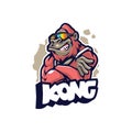 Kong mascot logo design with modern illustration concept style for badge, emblem and t shirt printing. Smart gorilla illustration Royalty Free Stock Photo