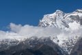 Kongde mountain peak at Namche Bazaar Royalty Free Stock Photo