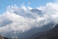 Kongde Ri mountain in Himalayas is covered with thick clouds