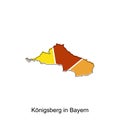 Konigsberg In Bayern City Map illustration. Simplified map of Germany Country vector design template