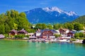 Konigssee Alpine lake wooden village coastline view Royalty Free Stock Photo