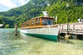 Konigssee lake ferry ship docked at Schonau port, Bavaria, Germany