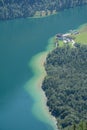 Konigssee lake and St. Bartholoma church Royalty Free Stock Photo