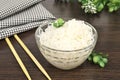 Konjac or Shirataki noodles with Chinese chopsticks. Japanese traditional dish. Healthy food for weight loss, keto diet Royalty Free Stock Photo