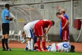 konoplyanka yevgen injured photo was taken during the match between metalurg zaporozhye city and dnipro dnipropetrovsk city at
