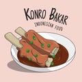 Indonesian food called konro illustration vector