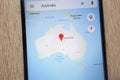 Australia location on Google Maps displayed on a modern smartphone