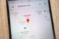 Baghdad location on Google Maps displayed on a modern smartphone