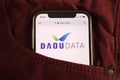 KONSKIE, POLAND - August 17, 2021: Daou Data Corp logo on mobile phone Royalty Free Stock Photo